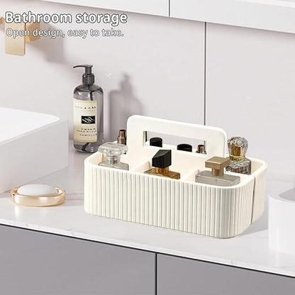 PUSU Multipurpose Leather Craft Caddy Organizer with Handle,Portable Art Supply Storage Organizer for Dorm Classroom Office Teacher Supplies Makeup Bathroom Cleaning Marker TV Remote Control.