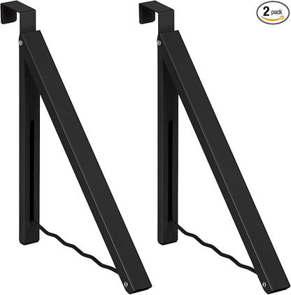 HOLDN’ STORAGE Over The Door Hanger - Single Foldable Rack Organizer for Hanging Clothes, Coats & Towels, Ideal for Dorm Rooms, Laundry, Bathrooms, Etc - Holds up to 20 LBs - Black (2 Pack)