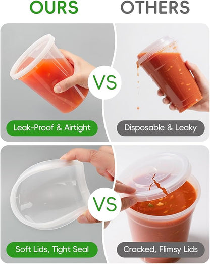 UMT Plastar 50 Pack 32 oz Plastic Food Containers with Lids BPA Free Stackable Leakproof Deli Containers for Meal Prep Slime Soup Microwave Freezer Dishwasher Safe