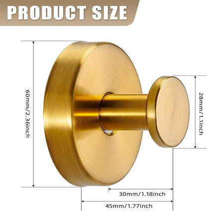 Fenas Suction Cup Hooks for Shower No-Drill Bathroom Hooks for Towels, Robes, Loofah Mountable on Bathroom Walls, Kitchen, Glass, Mirrors, Tile and Smooth,Non-Porous Surfaces (2 Pack, Brushed Gold)