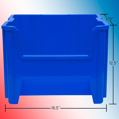 Akro-Mils 13018 Stak-N-Store Heavy Duty Stackable Open Front Plastic Storage Container Bin, (17-1/2-Inch x 16-1/2-Inch x 12-1/2-Inch), Clear, (2-Pack)