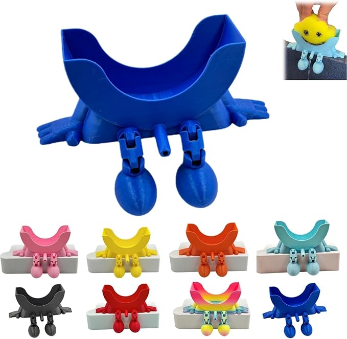 Sponge Holder for Scrub with Drainage, Smiley Sponge Holder for Sink, Keeps Your Sponge Dry, Smiling 3D Printed Holder Funny Sponges Holder for Daddy & Mummy, Kitchen Countertop Sink Draining (F#)