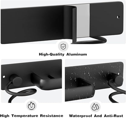 hicorfe Hair Dryer Holder 3 in 1 Hair Tool Organizer,Blow Dryer Holder Wall Mounted,Bathroom Bedroom Hair Care Styling for Flat Iron,Curling Iron,Hair Straightener （Black）