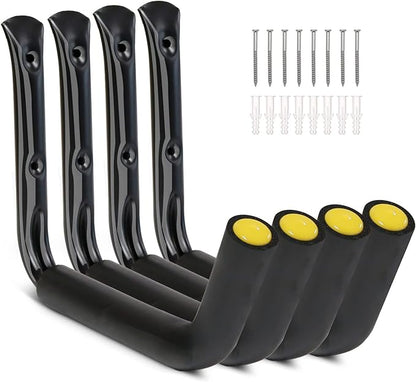 GEEDAR 100 LB Capacity (15") Heavy Duty Garage Storage Hooks (4packs) Kayak Storage Hanger Wall Mounted Rack for Hanging Ladders, Bikes