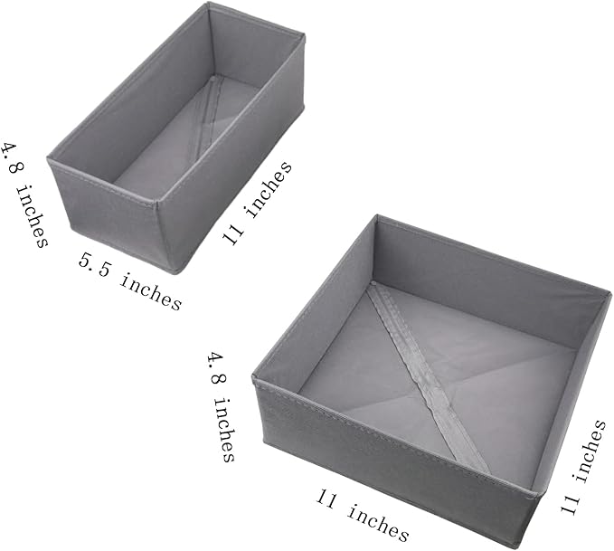 Fabric Drawer Organizer Set 4 Pack Gray - Foldable Storage Drawers for Clothes Underwear Socks Bra Baby Dresser Closet Organizer
