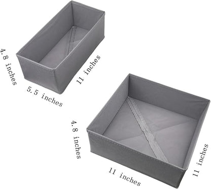 Fabric Drawer Organizer Set 4 Pack Gray - Foldable Storage Drawers for Clothes Underwear Socks Bra Baby Dresser Closet Organizer