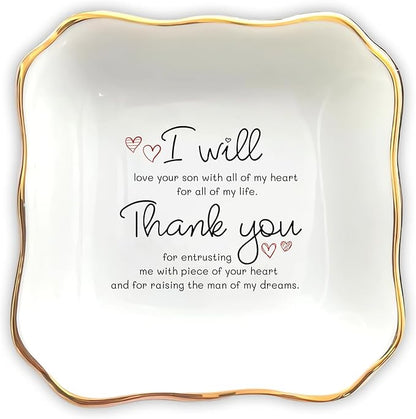 HatafaFurni Ring Dish Holder For Mom, Mother's Day Gifts for Aunt, Sister Godmother Friend Gifts, Men Ring Dish For Dad, Bridesmaid Gift, Women Gifts (Mother of the groom)