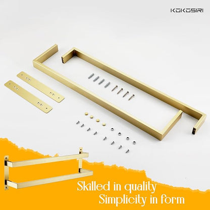 KOKOSIRI Bath Towel Bars 20-Inch Bathroom 2-Tiers Ladder Brushed Gold Towel Rails Towel Holders Wall Mounted Towels Shelves Rack Stainless Steel, B5008BG-L20