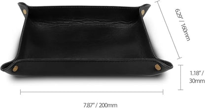 Londo Genuine Leather Tray Organizer - Practical Lightweight Water Resistant Computer Table Desk Storage Box for Wallets, Watches, Keys, Coins, Cell Phones and Office Equipment