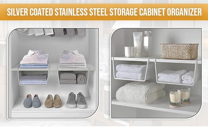 YBM Home Under Shelf Basket (6-Pack) Mesh Stainless Steel Storage Under Cabinet Hanging Basket Rack Maximize Space in Cabinets, Pantry Room, Bathroom, Laundry Room, and More, 1131