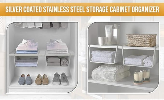 YBM Home Under Shelf Basket (6-Pack) Mesh Stainless Steel Storage Under Cabinet Hanging Basket Rack Maximize Space in Cabinets, Pantry Room, Bathroom, Laundry Room, and More, 1131
