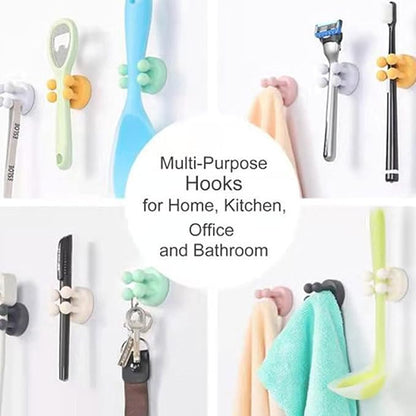 Silicone Toothbrush Holders for Bathrooms - 4 Pcs Wall Mounted Shower Razor Holder in 4 Colors