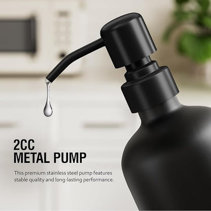 MOMEEMO Kitchen Soap Dispenser Set, Contains Dish and Hand Soap Dispenser, Suitable for Farmhouse Kitchen Decor. (Black & White)