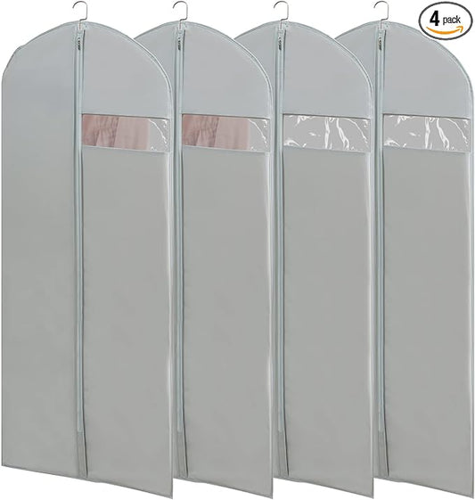 Dress Bags for Gowns Long, 65'' Long Dress Clear Garment Bag(Set of 4, 23.3'' X 65'')