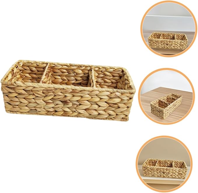 OUNONA Versatile Woven Storage Basket Desk Organizer Cutlery Organizer Basket Storage