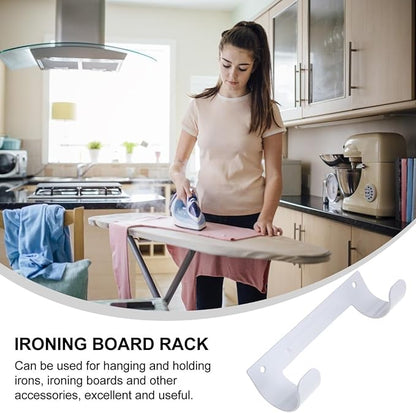 DOITOOL Ironing Board Rack Wall Mount with Dual Hooks Space Saving Iron Board Holder for Laundry Room Organization Compact 6.10X1.77X1.18 Inch