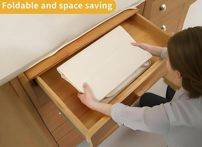 Soft Large Canvas Comforter Storage Bags with Four Carrying Handles and Clear Window, Closet Organizer for Clothing, Blankets Sheets Pillows and Bedding, 80L, 3 Pack, White