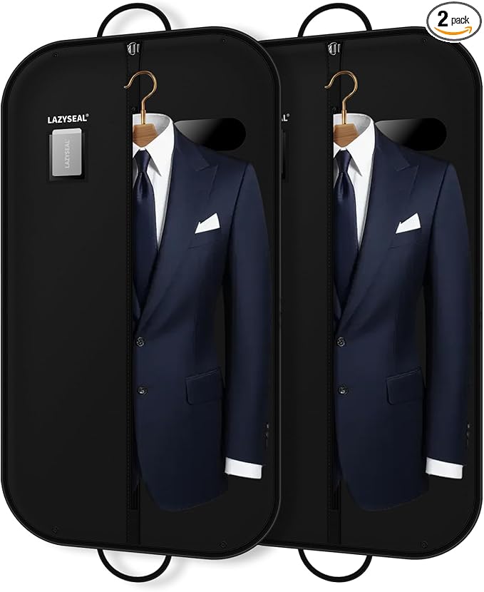 2 Pack 43" Garment Bag for Closet Storage and Travel, Tear-Resistant Waterproof Dustproof, Suit Bag for Hanging Clothes with Zippers, Durable 600D Oxford Fabric for Suits, Dresses (Standard)
