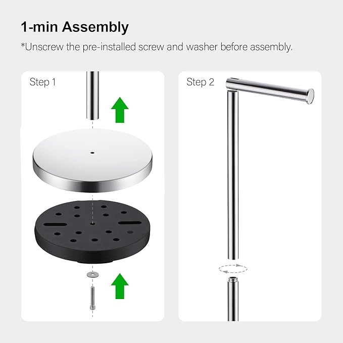 BAGNOLUX Bathroom Toilet Paper Holder Stand with Reserve, SUS304 Stainless Steel Rustproof Pedestal Tissue Roll Holder Heavy Duty, Polished Chrome