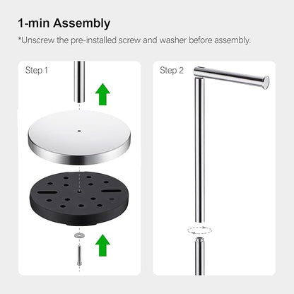 BAGNOLUX Bathroom Toilet Paper Holder Stand with Reserve, SUS304 Stainless Steel Rustproof Pedestal Tissue Roll Holder Heavy Duty, Polished Chrome