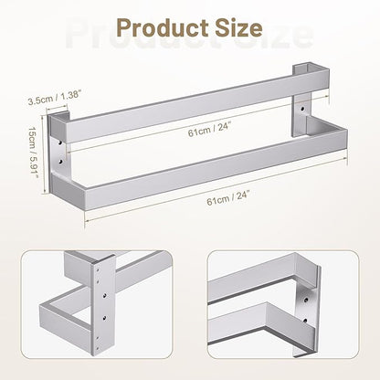 TNOMS Double Towel Bar,Towel Rack for Bathroom Stainless Steel Wall-Mounted Bathroom Hardware Accessories Brushed Nickel 24 Inch