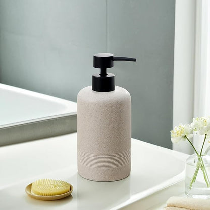 Haocoott Soap Dispensers 400ML 13OZ, 2 PCS Hand Dish Lotion Shampoo Lotion Soap Dispenser Jar, Resin Premium Thick Soap Pump Bottles for Kitchen Bathroom Countertop (Beige)