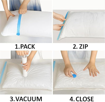LICOZYVE Vacuum Storage Bags for Travel and Home,8 Pack Vacuum Seal Bags for Clothing,(with Electric Pump and Hand Pump,Jumbo 80 * 100)