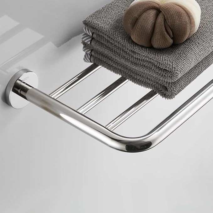 Hotel Towel Racks for Bathroom Wall Mounted, 24 Inch Towel Shelf for Bathroom, 2-Tier Bathroom Towel Rack, Polished Chrome