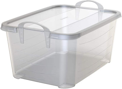 Life Story 24 Pack Light Duty Stackable Storage Bin, 55 Quart Home Organizer, Versatile Lightweight Locking Bins with Carrying Handles, Clear