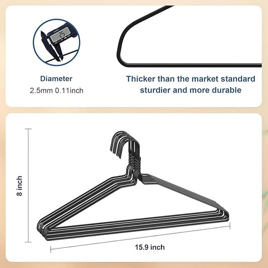 SPECILITE Wire Metal Clothes Hangers Bulk 300 Pack for Standard Size Suits, Coats, Shirts, Pants, Skirts, Space Saving, Non Slip,16 Inch 12 Gauge Ultra Thin, Black