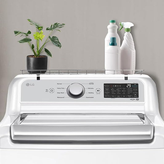 Household Essentials Rear Display Over-The-Washer Storage Shelf to Organize and Store Laundry Room Supplies, Silver