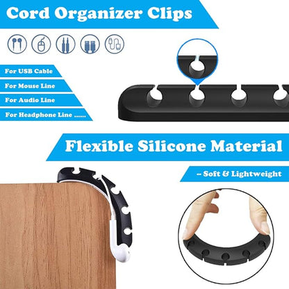 5 Packs Cable Clips X 2 Pack Self Adhesive Power Strip Holder, Cable Management Cord Organizer for Organizing USB Cable/Power Cord/Wire, Desktop Socket Hanging Wall Mount Fixator for Home Office