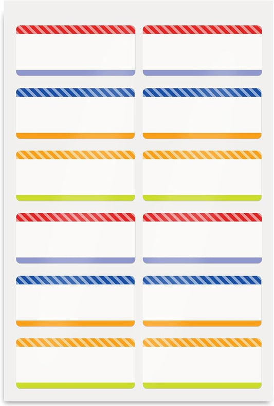 Avery No-Iron Fabric Name Labels, Playful Stripes Preprinted Designs, Handwrite-Only, 2-Pack, 48 Preprinted Labels (21959)