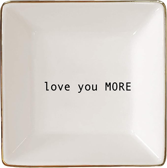 Simply Charmed Love You More Valentine's Day Gift | Husband and Wife Ring Dish | Jewelry Ring Holder | Elegant Trinket Tray Organizer Dish | Gift for Loved One