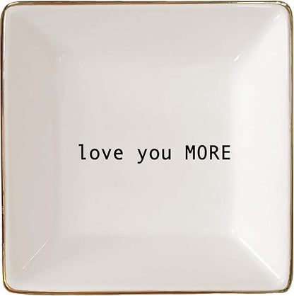Simply Charmed Love You More Valentine's Day Gift | Husband and Wife Ring Dish | Jewelry Ring Holder | Elegant Trinket Tray Organizer Dish | Gift for Loved One
