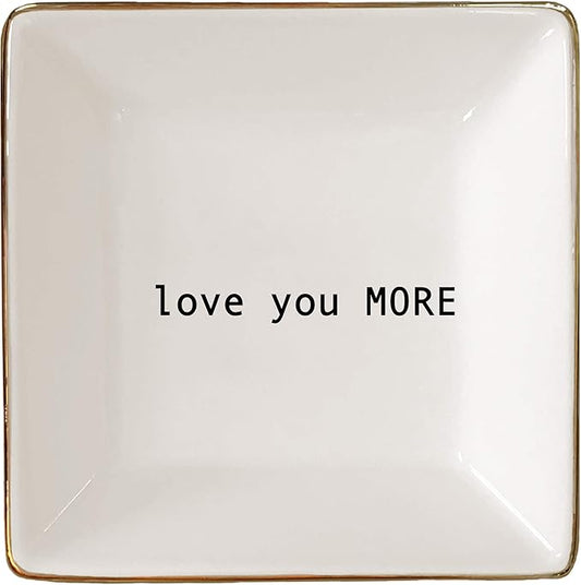 Simply Charmed Love You More Valentine's Day Gift | Husband and Wife Ring Dish | Jewelry Ring Holder | Elegant Trinket Tray Organizer Dish | Gift for Loved One