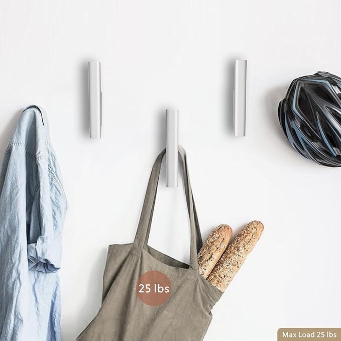 Wood Wall Hooks 4 Pack Coat Hooks Wall Mount White Wooden Hooks for Hanging Hat, Bag, Backpack, Rustic Coat Hooks for Wall, Wood Towel Hooks for Bathrooms and Entryway Hooks (White)