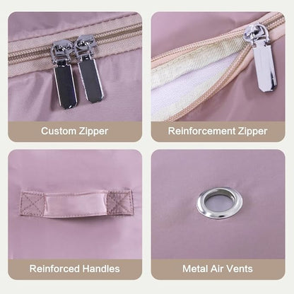 Space Saving Self Compression Organizer,Compression Storage Bags for Bedding and travel,Storage bags for Blankets Duvet Quilts Pillows, Comforter Storage with zippered ventilation holes（pink XL）