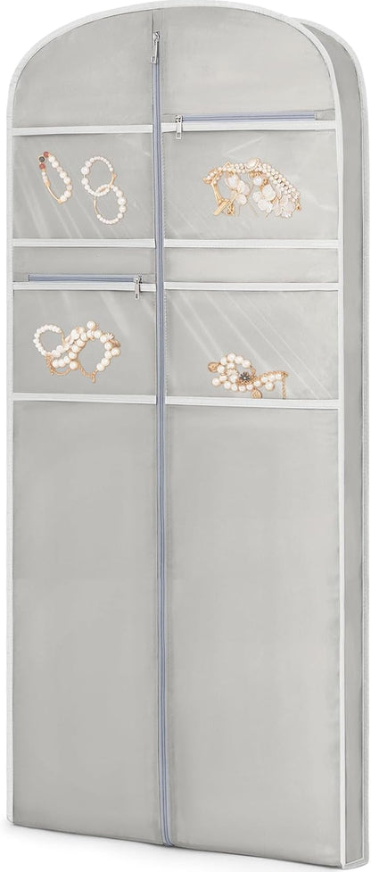65" Garment Bag for Travel for Hanging Clothes Storage Hanging Suit Cover with Zipper and Accessory Storage for Coats, Dresses, Suits