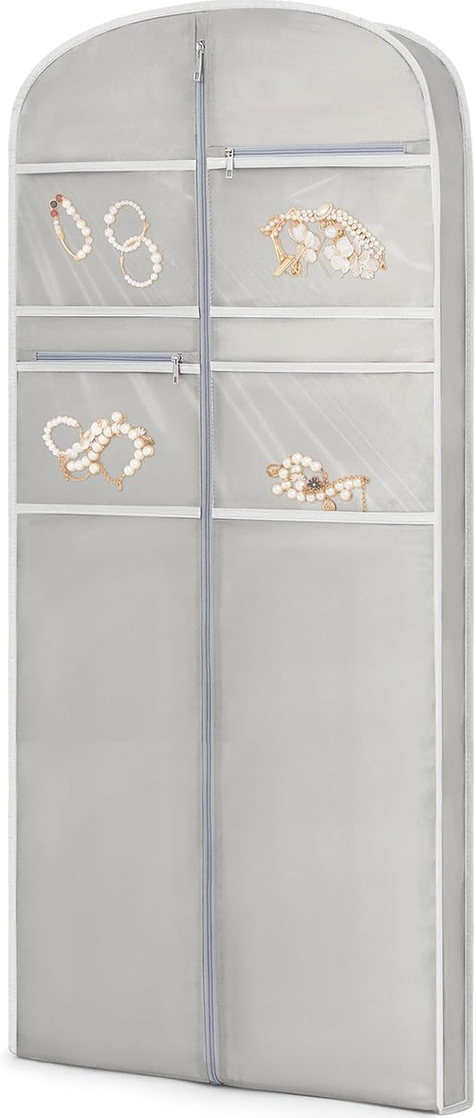 65" Garment Bag for Travel for Hanging Clothes Storage Hanging Suit Cover with Zipper and Accessory Storage for Coats, Dresses, Suits
