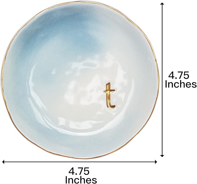 COLLECTIVE HOME - Ceramic Jewelry Tray, Decorative Trinket Dish for Rings Earrings Necklaces Bracelet Watch Keys, Birthday Mother's Day Christmas Gift for Women, 4.75", Colored Surface (T)