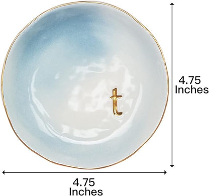 COLLECTIVE HOME - Ceramic Jewelry Tray, Decorative Trinket Dish for Rings Earrings Necklaces Bracelet Watch Keys, Birthday Mother's Day Christmas Gift for Women, 4.75", Colored Surface (T)