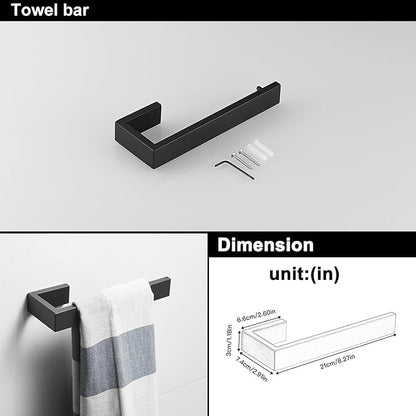 BWE 4 Pieces Bathroom Accessories Set Black Stainless Steel Bathroom Towel Bar Sets 23.6 Inches Tower Holder for Bathroom Wall Mounted