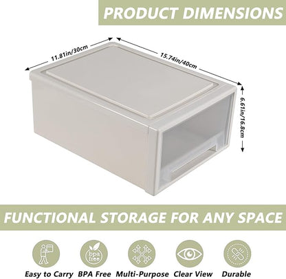 Yesdate 18 Qt. Plastic Desktop Organizer with Clear Drawers, 4-Pack, Stacking Drawers Unit for Closet, Office, Bathroom