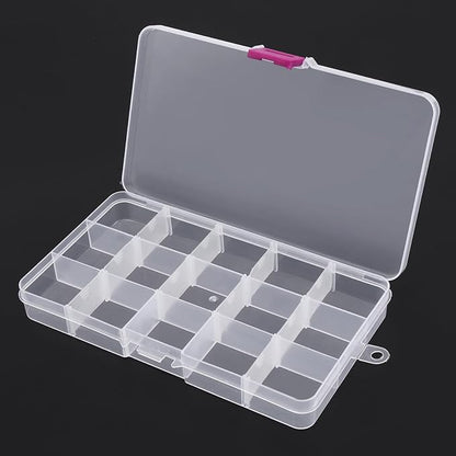 OriGlam 1pcs 17x10CM Plastic Organizer Storage Box with Adjustable Dividers, Jewelry Storage Container Box for Office Supplies Beads Crafts Fishing Tackles (Transparent)