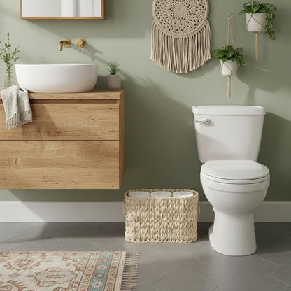 Toilet Paper Basket,Boho Decorative Toilet Paper Storage,Large Wicker Basket for Bathroom Storage,Free Standing