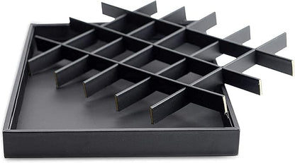 Stackable Jewelry Organizer Tray Premium PU Leather 24 Grid Jewelry Display Tray Trinket Earring Ring Organizer