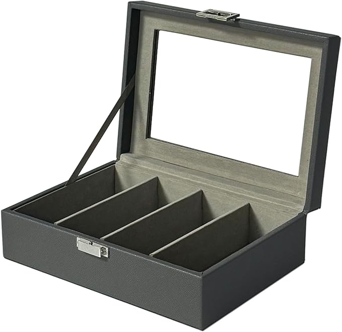 UnionPlus 4-Slots Sunglasses Case Organizer, Eyeglass Glasses Display Holder Collector, Multiple Sunglasses Storage Case, Taiga Dark Grey