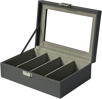 UnionPlus 4-Slots Sunglasses Case Organizer, Eyeglass Glasses Display Holder Collector, Multiple Sunglasses Storage Case, Taiga Dark Grey