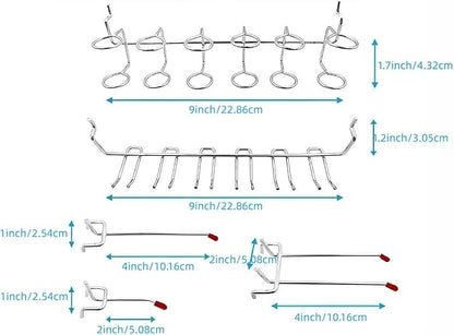 165pcs Metal Hanging Organizer Set, Waterproof Hooks and Storage Boxes for 1-inch Gutter Spacing, Tool Hanging Kit with Hammer, Brush, Drill, Screw for Garage, Warehouse, Garden Use